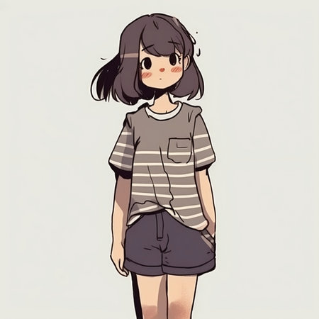 Beautiful young hipster woman in casual clothes. Vector illustration.の素材