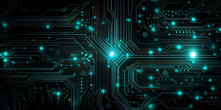 Abstract technology circuit board background. Technology concept. 3D Renderingの素材