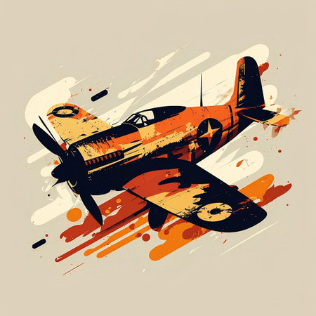 Vintage plane. Grunge background. Vector illustration. Eps 10の素材