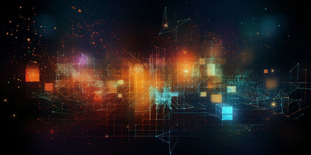 Abstract digital technology background. 3d render, 3d illustration.の素材