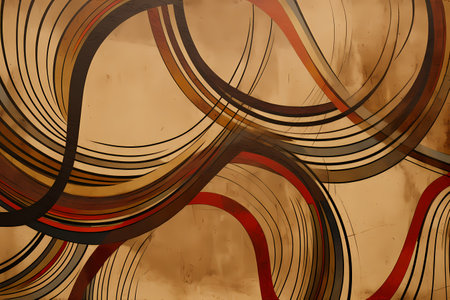 abstract background with grunge stripes and waves, vector illustration.の素材