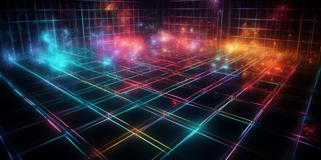 Futuristic technology background design with glowing lines. 3D renderingの素材