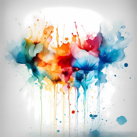 Colorful ink splashes on white background. Vector artistic illustration.の素材