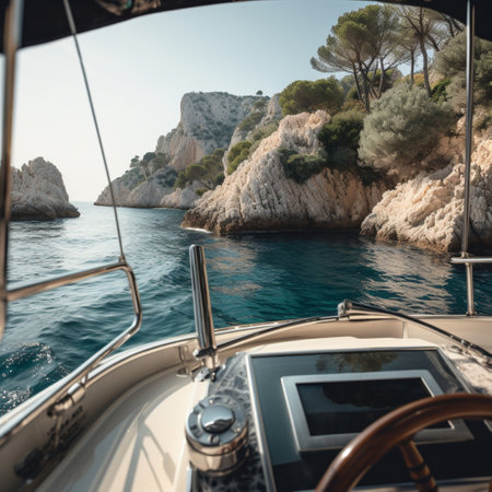 Luxury yacht sailing in the Adriatic Sea, Croatiaの素材