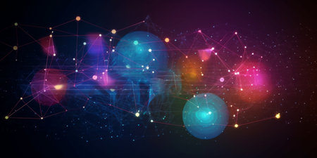 Abstract technology background with connection lines and dots. 3D Renderingの素材