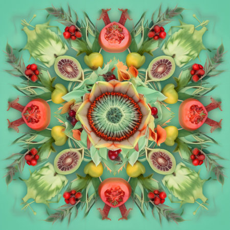 Abstract kaleidoscope background. Beautiful multicolored kaleidoscope texture. Unique kaleidoscope design.の素材