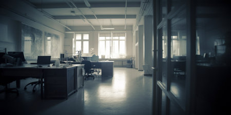 Modern office interior. Blurred background. Toned image. Horizontalの素材
