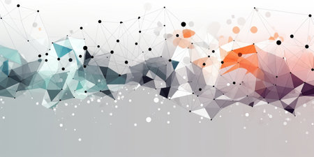 Abstract polygonal space low poly background with connecting dots and linesの素材