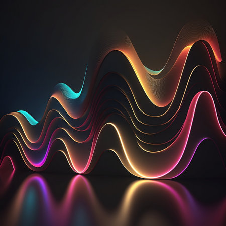 3d rendering, abstract background with glowing wavy lines, digital illustrationの素材