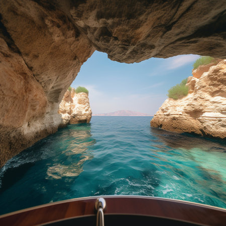 View from the boat to the caves on the island of Zakynthos, Greeceの素材