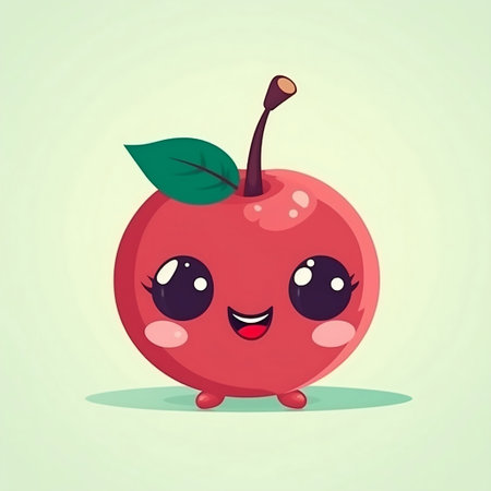 Cute kawaii red apple character. Vector flat cartoon illustrationの素材