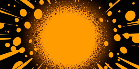 abstract background with halftone dots in yellow and black colorsの素材