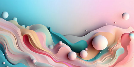 3d render, abstract background with liquid shapes. Colorful gradient.の素材