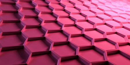 Abstract background of pink hexagons. 3d rendering. Computer digital drawing.の素材