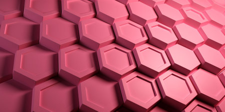Abstract background made of pink hexagons. 3d render illustration.の素材