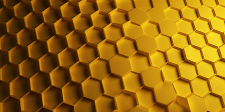 Abstract hexagon background. 3d render, 3d illustration.の素材