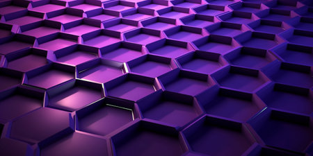 Purple hexagon background. 3d render, 3d illustration.の素材