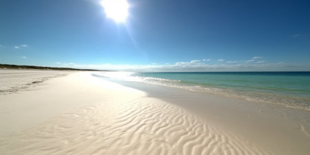 Panoramic view of a beautiful beach on a sunny day.の素材