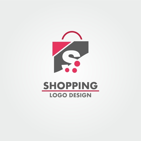 Abstract letter S on shopping bag. Abstract shopping logo. Online shop logo.のイラスト素材