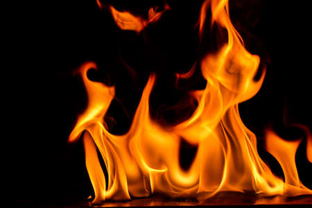 Beautiful fire flames on a black background.の写真素材