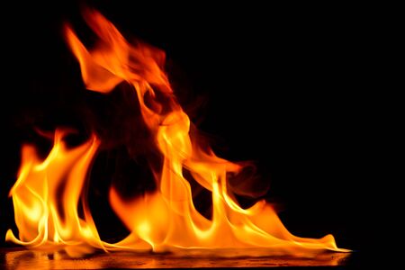 Beautiful fire flames on a black background.