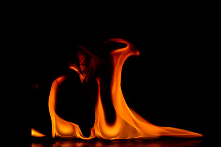 Beautiful fire flames on a black background.