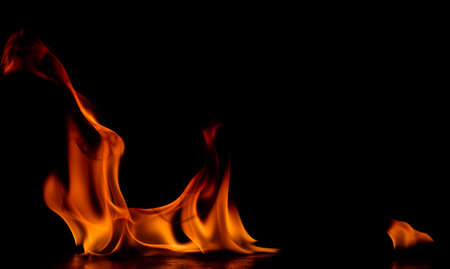 Beautiful fire flames on a black background.