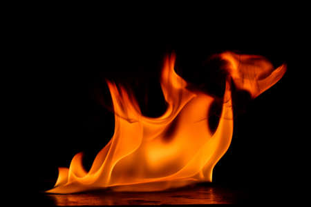 Beautiful fire flames on a black background.の写真素材