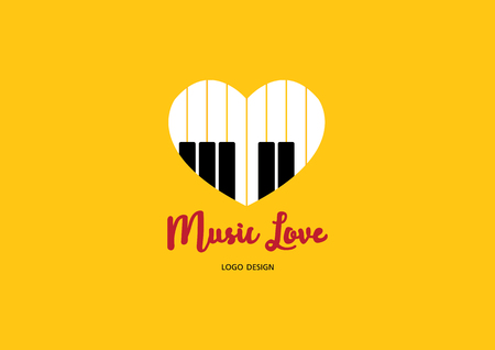 Vector piano logo. Love music symbolのイラスト素材