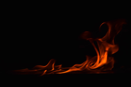 Fire flames on black background