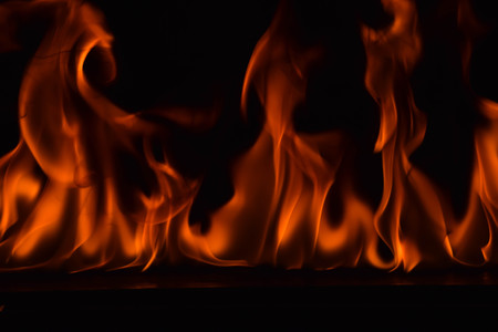 Fire flames on black background