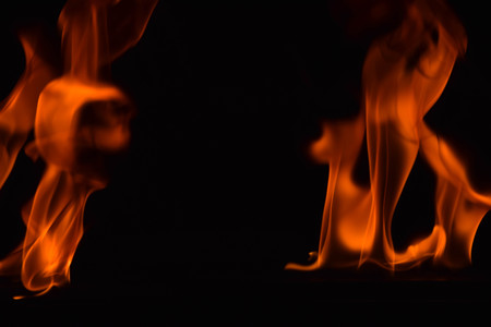 Fire flames on black background
