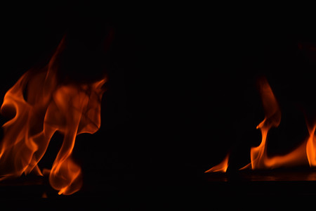 Fire flames on black background