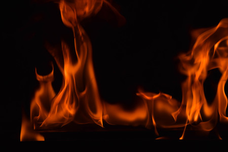 Fire flames on black background