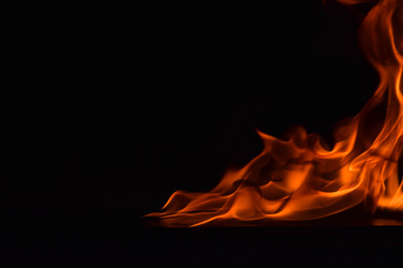 Fire flames on black background