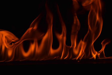 Fire flames on black background