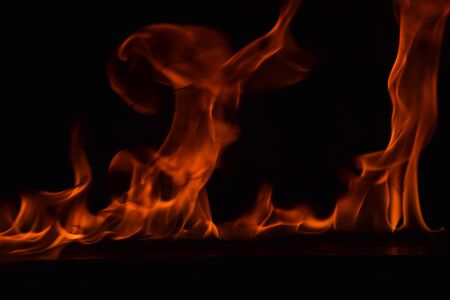 Fire flames on black background