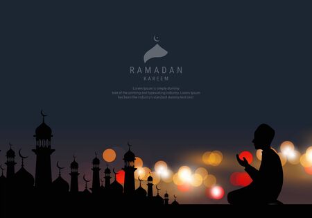 Ramadan Kareem arabic calligraphy greeting card. design islamic with Gold moon Translation of text 'Ramadan Kareem ' islamic celebration ramadan calligraphy islamic calligraphyのイラスト素材
