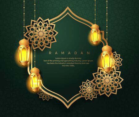 Ramadan Kareem arabic calligraphy greeting card. design islamic with Gold moon Translation of text 'Ramadan Kareem ' islamic celebration ramadan calligraphy islamic calligraphyのイラスト素材