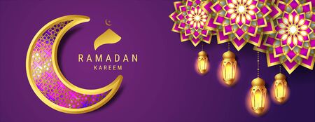 Ramadan Kareem arabic calligraphy greeting card. design islamic with Gold moon Translation of text 'Ramadan Kareem ' islamic celebration ramadan calligraphy islamic calligraphyのイラスト素材