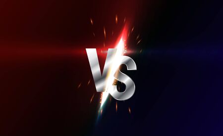 Versus screen. Vs battle headline, conflict duel between Red and Black teams. Confrontation fight competition. Boxing martial arts fighter matchのイラスト素材