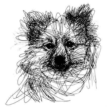 This creative sketch features a dog in an abstract style, showcasing intricate line details and playful expressions, perfect for art lovers and animal enthusiasts.のイラスト素材