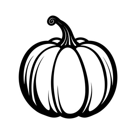 Enjoy this detailed illustration of a fresh pumpkin, featuring a curly stem. Perfect for seasonal designs, culinary projects, or autumn-themed artwork.のイラスト素材