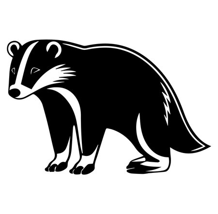This black and white stylized badger illustration is perfect for wildlife themes. Ideal for prints, decor, and graphic design projects.のイラスト素材