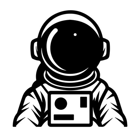 This black and white astronaut illustration captures the essence of space exploration. Ideal for projects related to science, adventure, and imagination themes.のイラスト素材