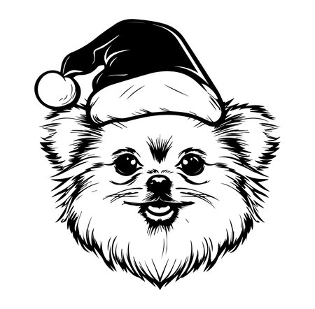 This charming illustration features a cute Pomeranian dog wearing a festive Santa hat. Perfect for adding holiday cheer and warmth to any seasonal project or greeting card.のイラスト素材