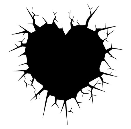 This striking heart design features cracks and fractures, symbolizing a broken love or emotional impact. Perfect for artistic and conceptual projects.のイラスト素材