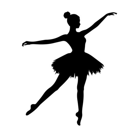 This elegant silhouette captures the graceful movement of a ballerina. Perfect for art, dance, and performance themes, it conveys beauty and artistry.のイラスト素材