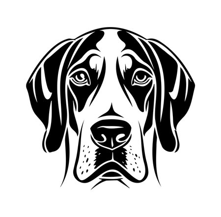 This striking black and white illustration of a dog offers a modern and stylish design ideal for various artistic projects, perfect for animal lovers.のイラスト素材