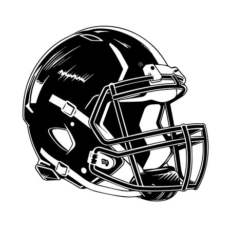 This graphic illustration features a modern American football helmet, emphasizing safety and design in sports. Perfect for sports-themed projects and promotions.のイラスト素材